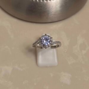 Silver and CZ Solitaire Adjustable Ring